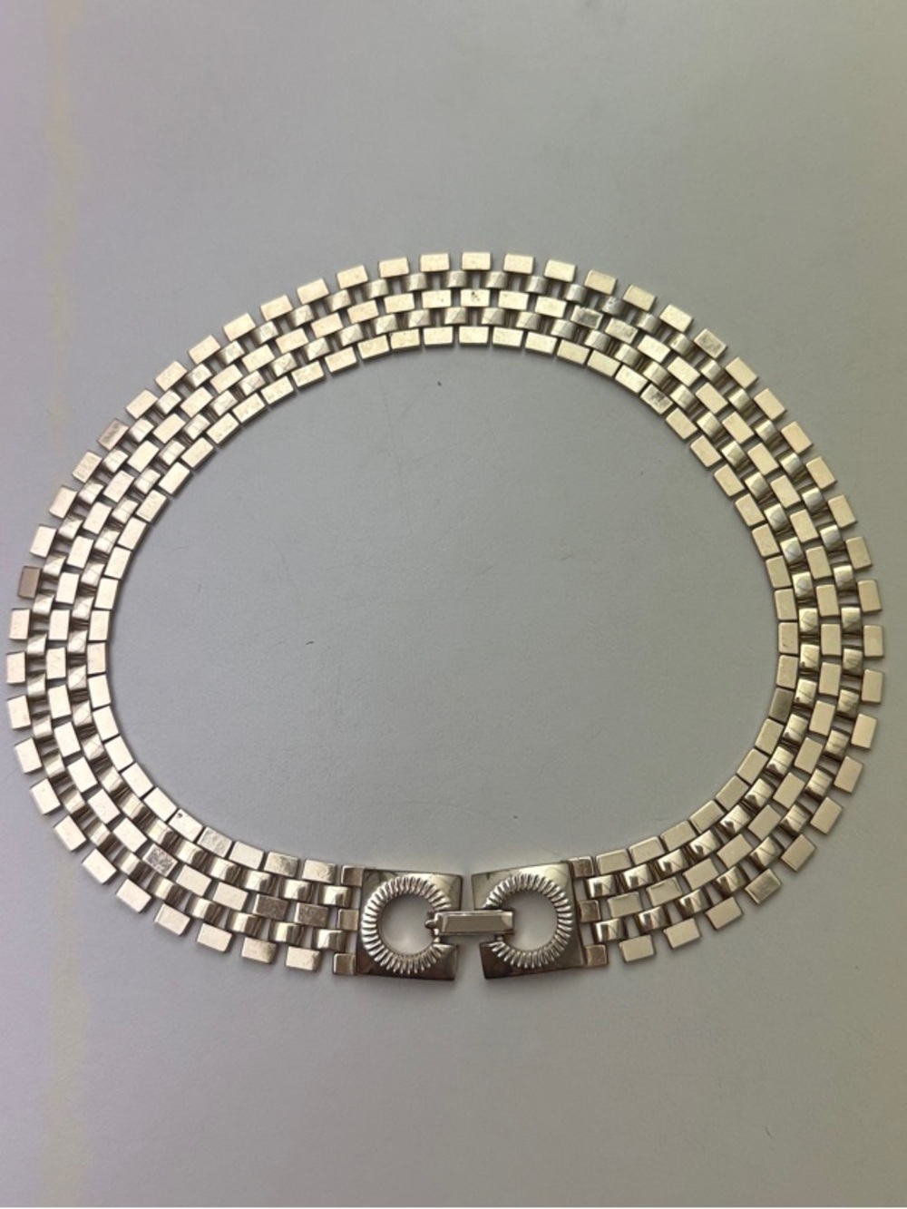 Vintage Cleopatra Style Tile Link Gold Collar Choker Necklace 15”